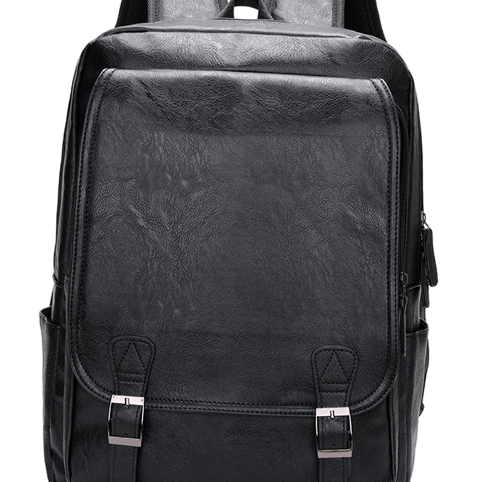 Leather Work Rucksack Mens - Men's PU Leather Laptop Backpack Waterproof